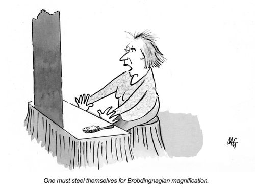 One must steel themselves for Brobdingnagian magnification.