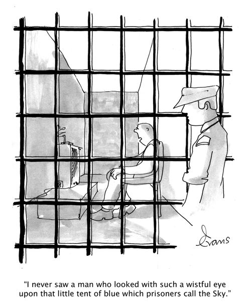 'I never saw a man who looked with such a wistful eye upon that little tent of blue which prisoners call the Sky.'