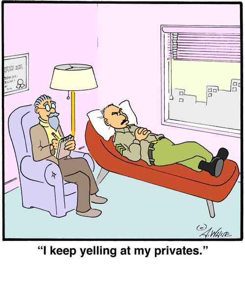 'I keep yelling at my privates.'