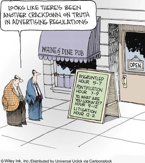 'Looks like there's been another crackdown on truth in advertising regulations.'