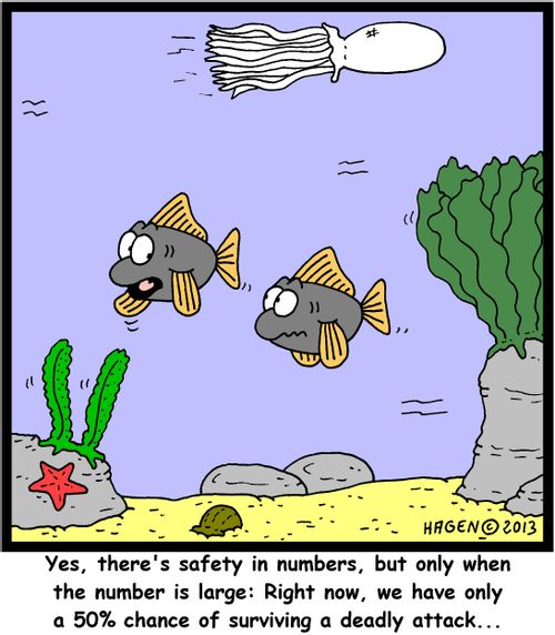 'Yes, there's safety in numbers, but only when the number is large: Tight now, we have only a 50% chance of surviving a deadly attack...'