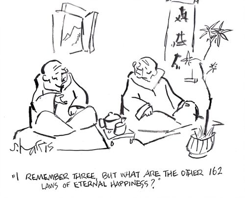 'I remember three, but what are the other 162 laws of eternal happiness?'