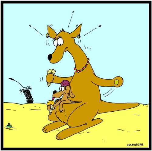 Kangaroo - Mum dropping her ice-cream on Joey's head.