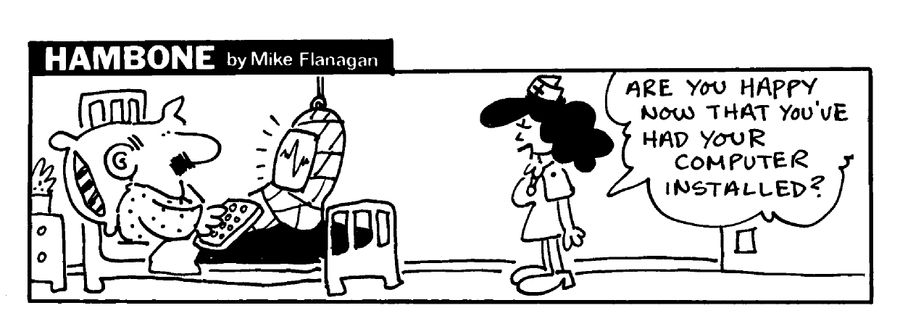 STRIP Hambone: Businessman in hospital with his computer