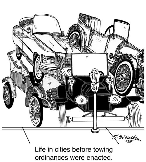 Life in cities before towing ordinances were enacted.
