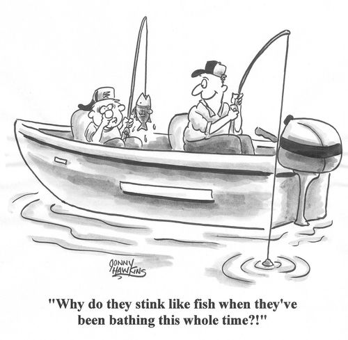 Kid to fellow fisherman: 'Why do they stink like fish when they've been bathing this whole time?'