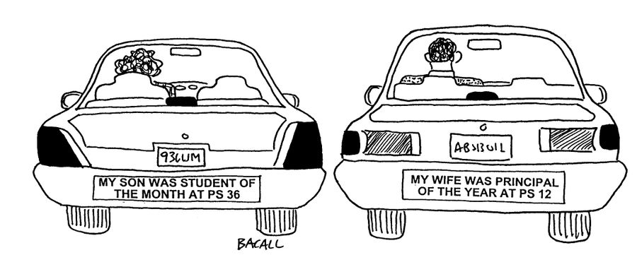 'Boasting bumper stickers.'