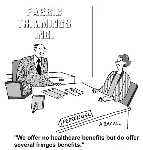 We offer no healthcare benefts but offer several fringes benefits.