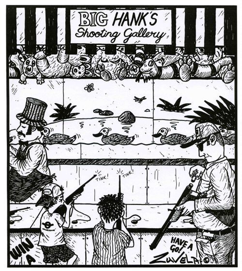 Big Hank's shooting gallery.