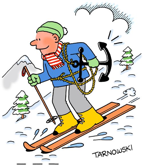 Skier with an anchor.