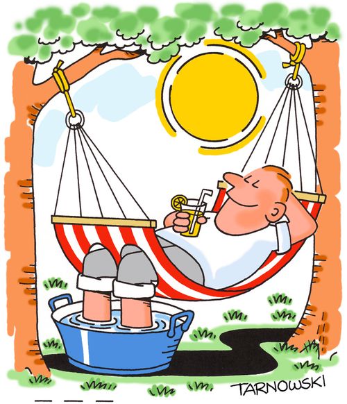 Hammock with holes for feet.
