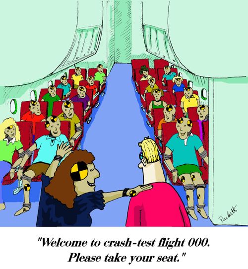 'Welcome to crash-test flight 000.Please take your seat.'