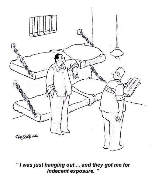 'I was just hanging out... and they got me for indecent exposure.'