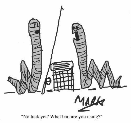 "No luck yet? What bait are you using?"
