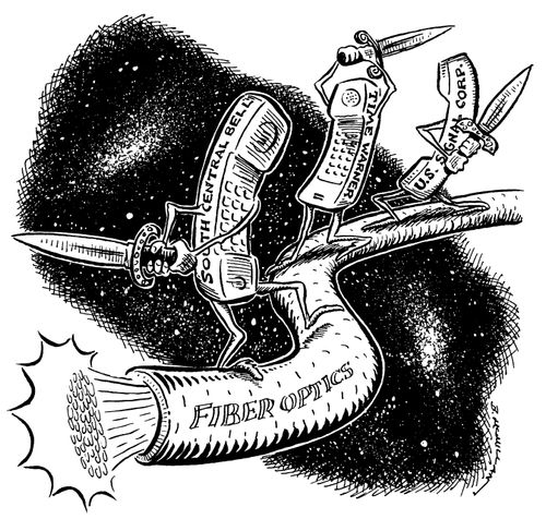 Telephone companies fighting on a 'Fiber optic' cable