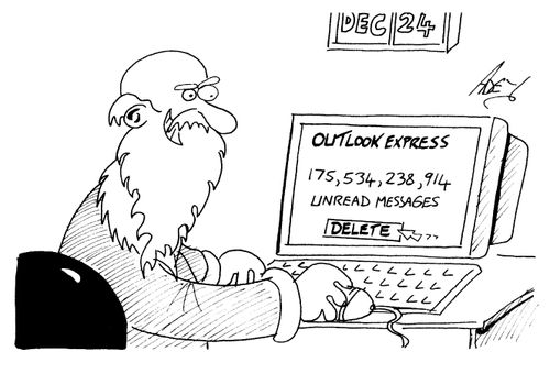 Santa deleting his e-mails.