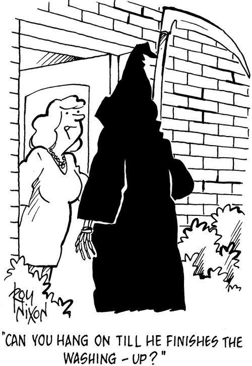 'Can you hang on till he finishes the washing-up?'