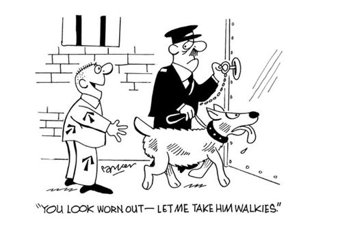 "You look worn out-let me take him walkies."