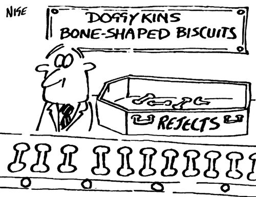 Bone shaped biscuits - rejects go in a coffin.