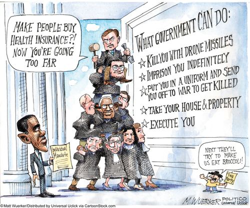 'Make people buy health insurance?! Now you're going too far.'