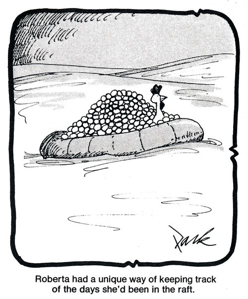 Roberta had a unique way of keeping track of the days she'd been in the raft.