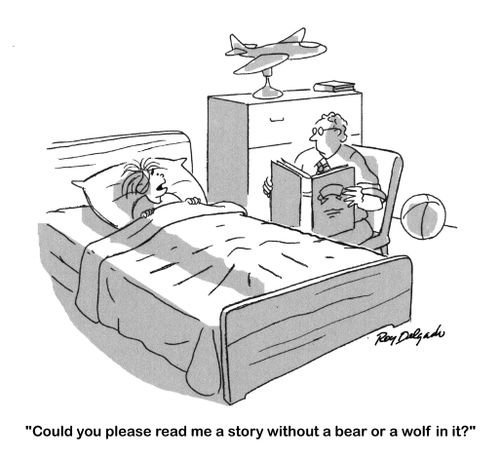 'Could you please read me a story without a bear or a wolf in it?'