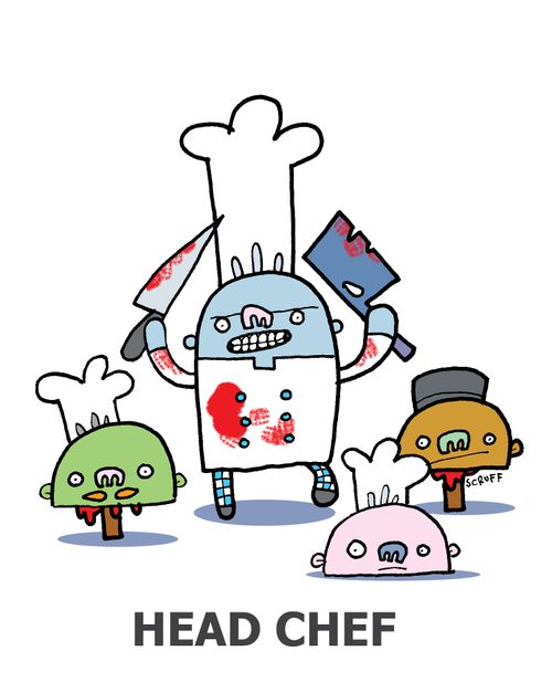 HEAD CHEF - A chef collects the heads of the chefs that rank below him.