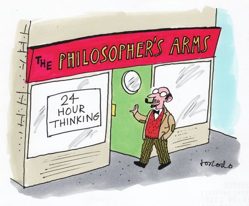Philosopher's pub with 24 hour thinking.
