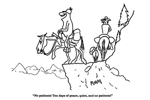 'No patients!  Ten days of peace, quiet, and no patients!'