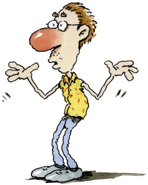 Guy with a cold that has made his nose big and red.