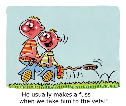 'He usually makes a fuss when we take him to the vets!'