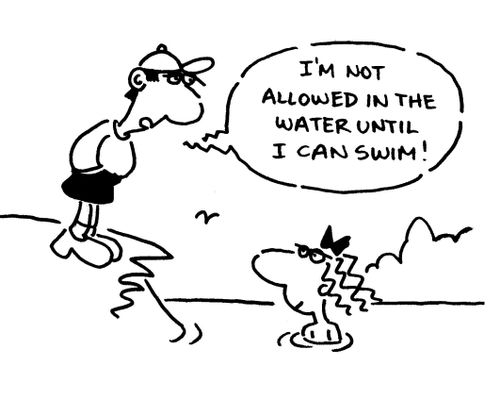 'I'm not allowed in the water until I can swim.'
