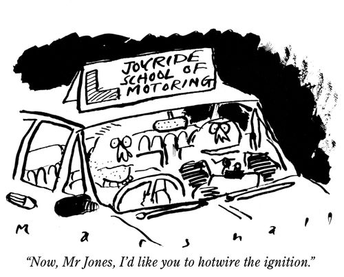 'Now, Mr Jones, I'd like you to hotwire the ignition.'