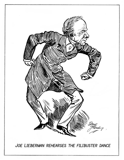 Joe Lieberman rehearses the Filibuster dance.