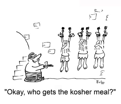 'Okay, who gets the kosher meal?'