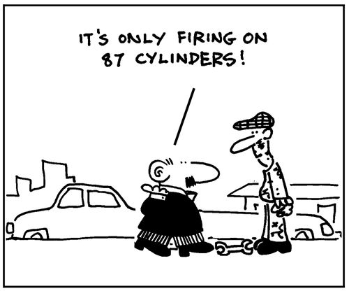 It's only firing on 87 cylinders.