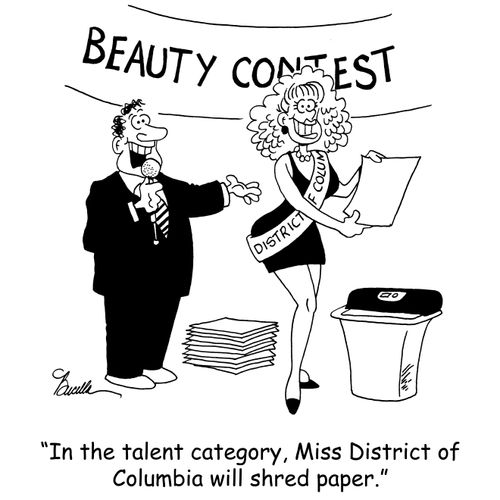 'In the talent category, Miss District of Columbia will shred paper.'