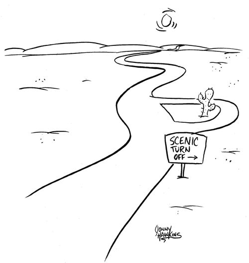 Scenic turnoff in desert is cactus
