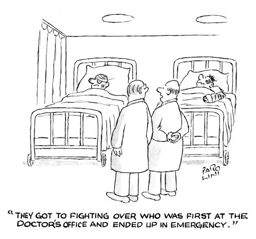 'They got to fighting over who was first at the doctor's office and ended up in emergency.'