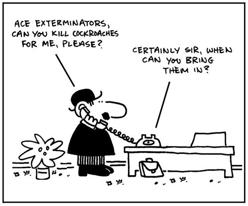 'Ace exterminators, can you kill cockroaches for me, please.'