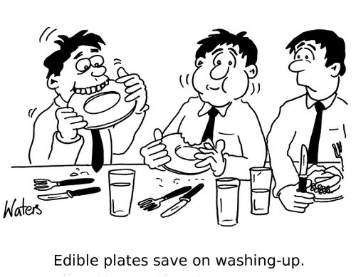 Edible plates save on washing-up.