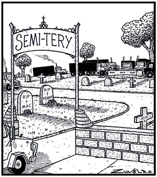  The Semi-trailer Truck's version of a Cemetery with a truck about to be buried