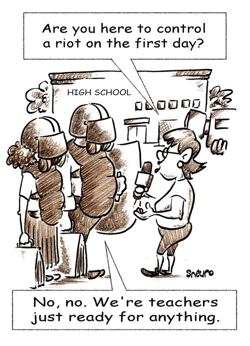 Riot Gear Equiped Teachers: We're just ready for anything.