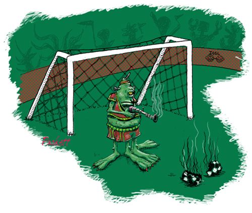 An 'out of this-world' soccor player stops the penalty his way!