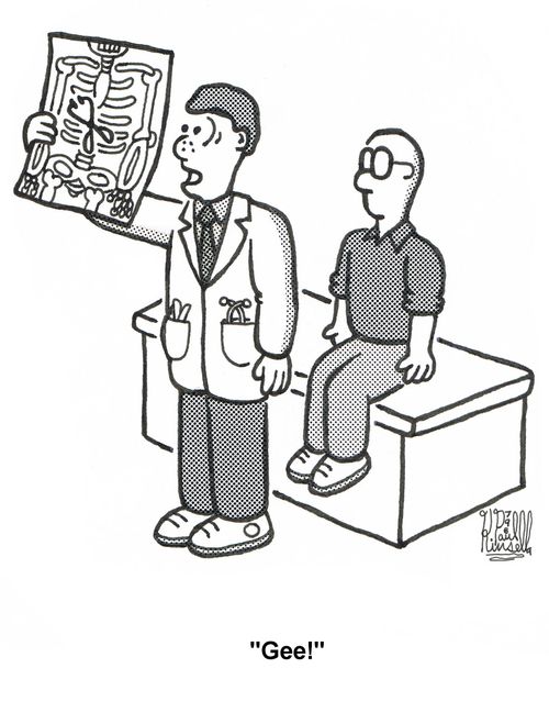 'Gee!' (doctor looking at x-ray)