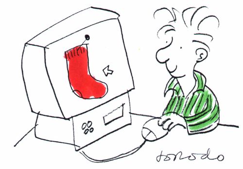 Young male clicking on a sock on a computer screen
