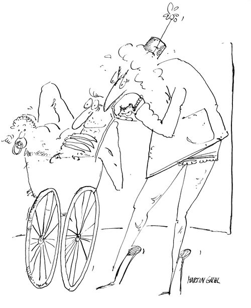 Husband and Child in Pram