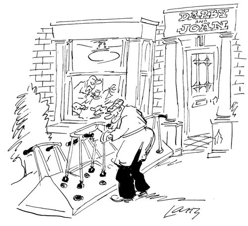 Pensioner zimmer parking outside of Darby and Joan Club
