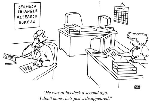 'He was at his desk a second ago. I don't know, he's just...disappeared.'