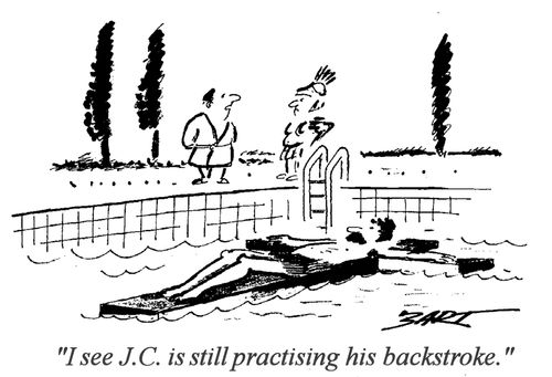 "I see JC is still practicing his backstroke."